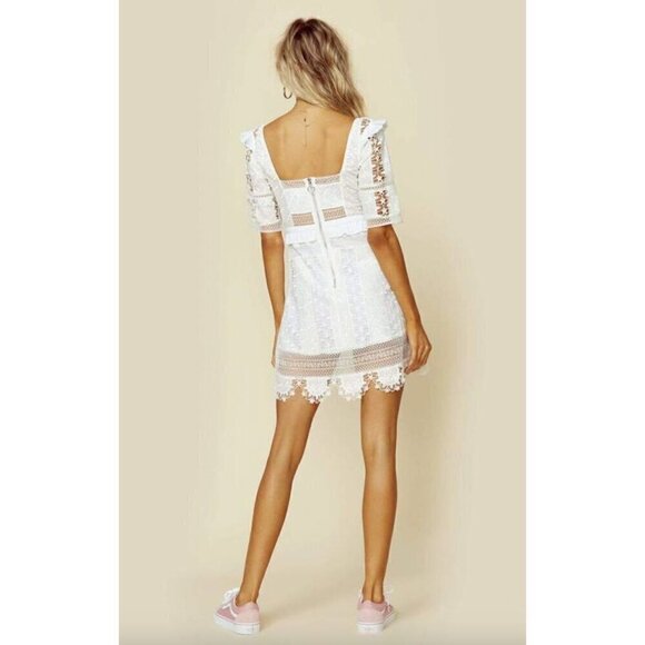 For Love & Lemons Amandine Embroidered Mini Dress Ivory Womens Size Small - Picture 4 of 12